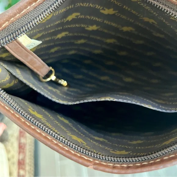 Hunting World Safari Today Khaki Canvas Brown Leather Unisex Clutch Bag